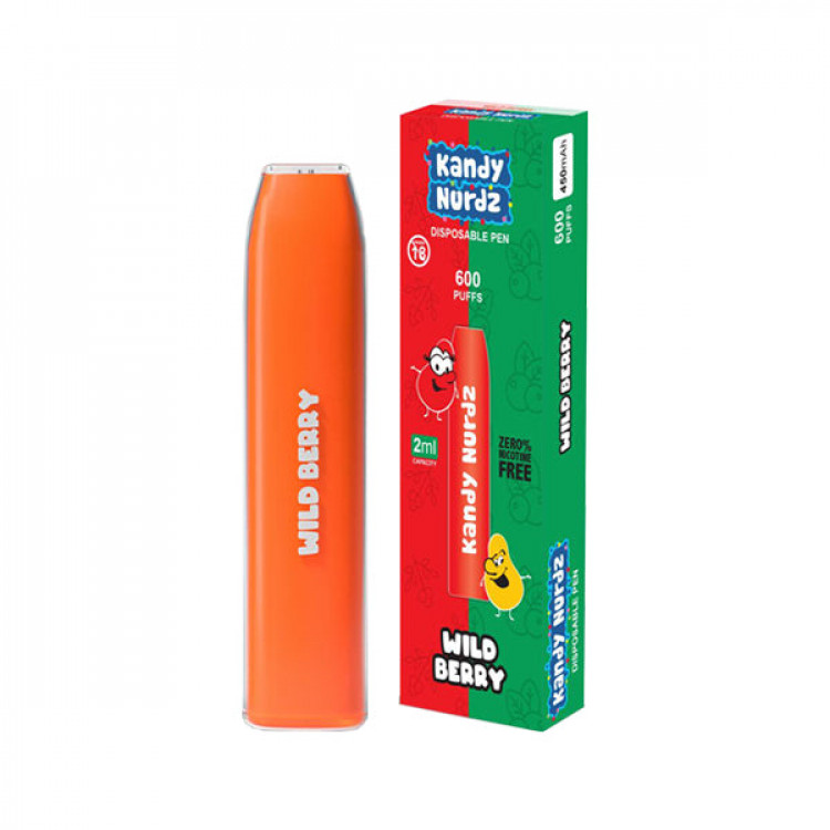 15mg Kandy Nurdz Bar Disposable Vape Pen 600 Puffs - Flavour: Wild Berry