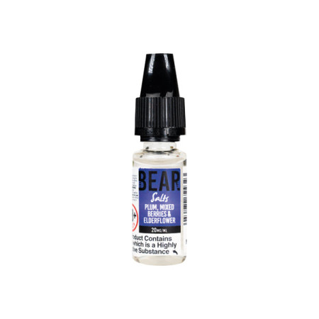 10mg Bear Flavours Vape 10ml Nic Salts (50VG/50PG) - Flavour: Plum Mixed Berries & Elderflower