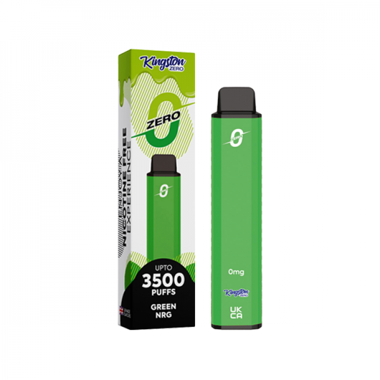 0mg Kingston Zero Disposable Vape Device 3500 Puffs - Flavour: Green NRG