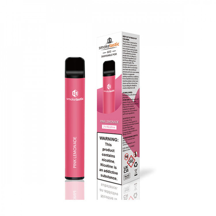 0mg Smoketastic ST600 Bar Disposable Vape Device 600 Puffs - Flavour: Pink Lemonade