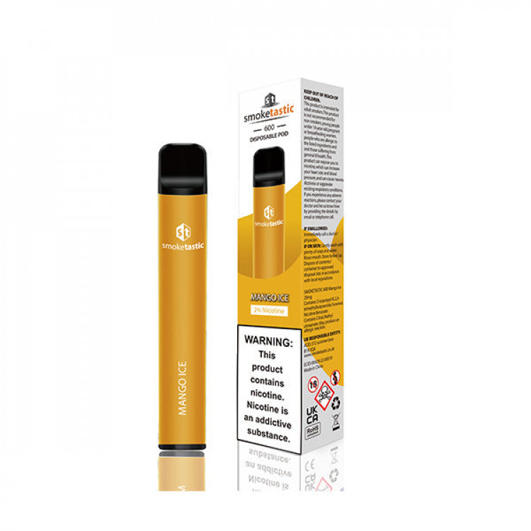 0mg Smoketastic ST600 Bar Disposable Vape Device 600 Puffs - Flavour: Mango Ice