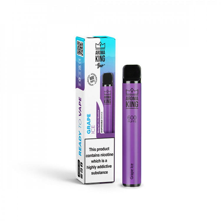 10mg Aroma King Bar 600 Disposable Vape Device 600 Puffs - Flavour: Grape Ice