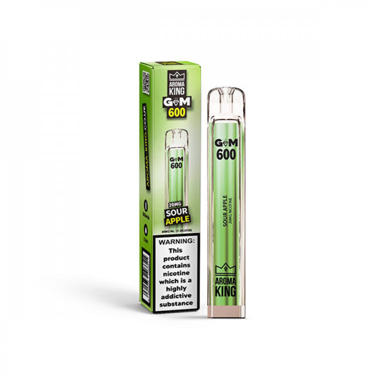 0mg Aroma King GEM 600 Disposable Vape Device 600 Puffs - Flavour: Sour Apple