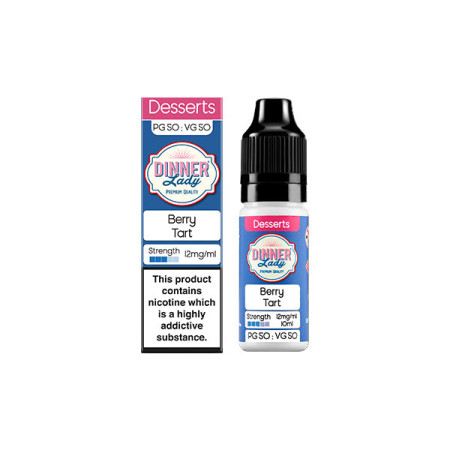 12mg Dinner Lady 50:50 Desserts 10ml Nic Salts (50VG/50PG) - Flavour: Berry Tart