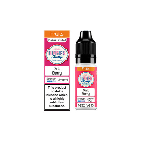 12mg Dinner Lady 50:50 Fruits 10ml Nic Salts (50VG/50PG) - Flavour: Pink Berry