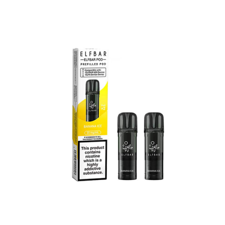 20mg Elf Bar 600 Prefilled Pods 2ml 1200 Puffs - 2 Pcs - Flavour: Banana Ice
