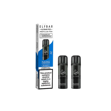 20mg Elf Bar 600 Prefilled Pods 2ml 1200 Puffs - 2 Pcs - Flavour: Blue Razz Lemonade