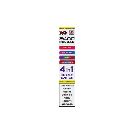 20mg IVG 2400 Reload Multi Edition Prefilled Pods 2ml 2400 Puffs - 4 Pcs - Flavour: Purple Edition