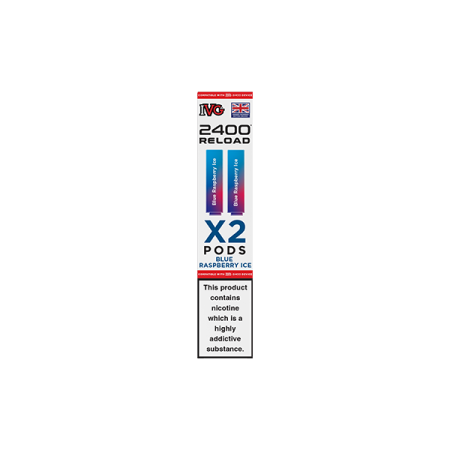 20mg IVG 2400 Reload Prefilled Pods 2ml 2400 Puffs - 2 Pcs - Flavour: Blueberry Raspberry Ice