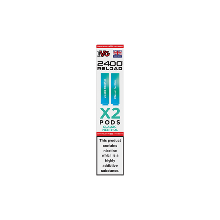 20mg IVG 2400 Reload Prefilled Pods 2ml 2400 Puffs - 2 Pcs - Flavour: Classic Menthol