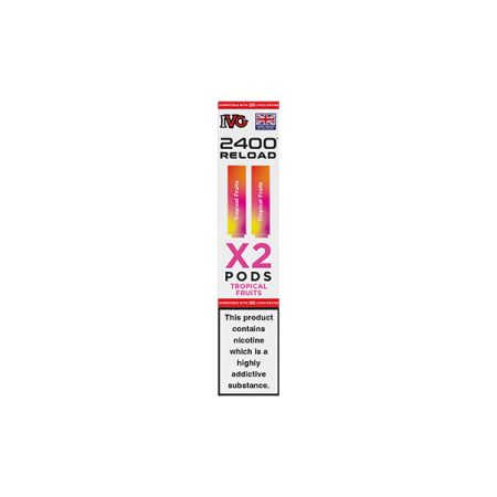 20mg IVG 2400 Reload Prefilled Pods 2ml 2400 Puffs - 2 Pcs - Flavour: Tropical Fruits