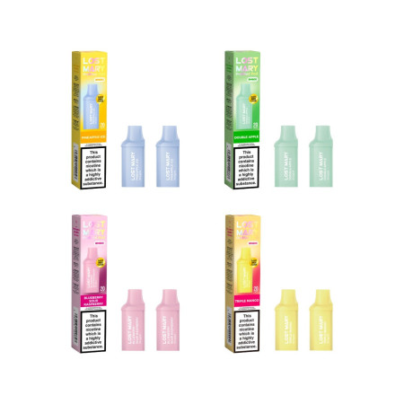20mg Lost Mary BM600 Prefilled Replacement Pods 1200 Puffs - 2 Pcs - Flavour: Blueberry Sour Raspberry