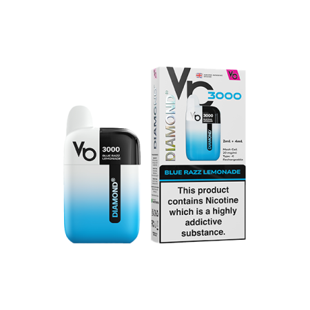 20mg Vapes Bar Diamond 3000 Pod Vape Kit 3000 Puffs - Flavour: Blue Razz Lemonade