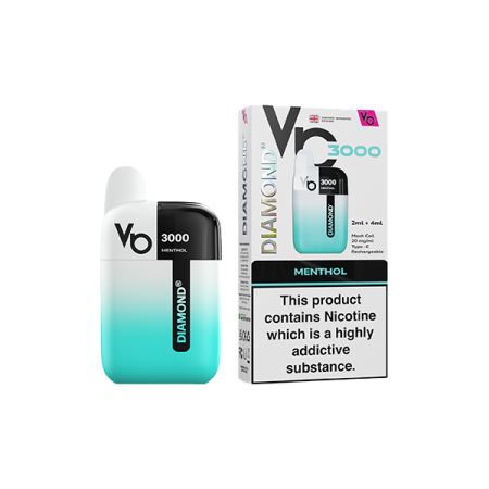 20mg Vapes Bar Diamond 3000 Pod Vape Kit 3000 Puffs - Flavour: Menthol