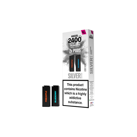 20mg Vapes Bars Angel 2400 Prefilled Pods 2ml 1200 Puffs - 2 Pcs - Flavour: Silver Edition