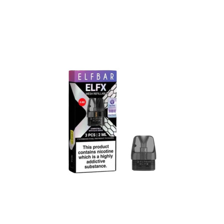 Elf Bar ELFX Empty Refillable Pods 2ml - 3 Pcs (0.6Ohm, 0.8Ohm) - Resistance Rage: 0.8ohm