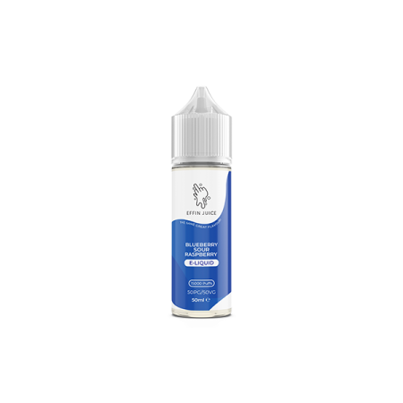 Bulk Buy 0mg EFFIN Juice 50ml Shortfill (50VG/50PG) - Multipacks (10, 25 & 50) - Flavour: Blue Sour Raspberry & Quantity: 10x